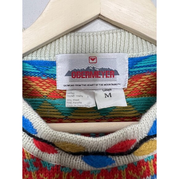 Obermeyer Women Sweater Multi Color Size Medium Wool Acrylic Vintage - Picture 4 of 7